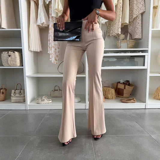 Ladies Elegant High-Waisted Flared Trousers with Flattering Cut Chic and Style