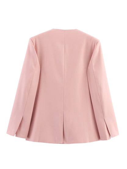 Blazer féminin tendance sans fermeture avec silhouette élégante Chic und Stil