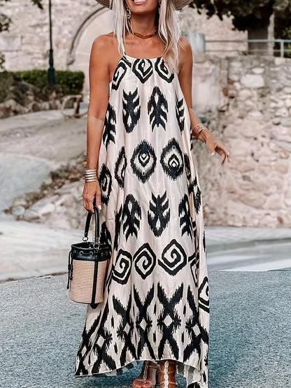 Robe maxi aérienne pour femmes avec un élégant motif ethnique Chic und Stil