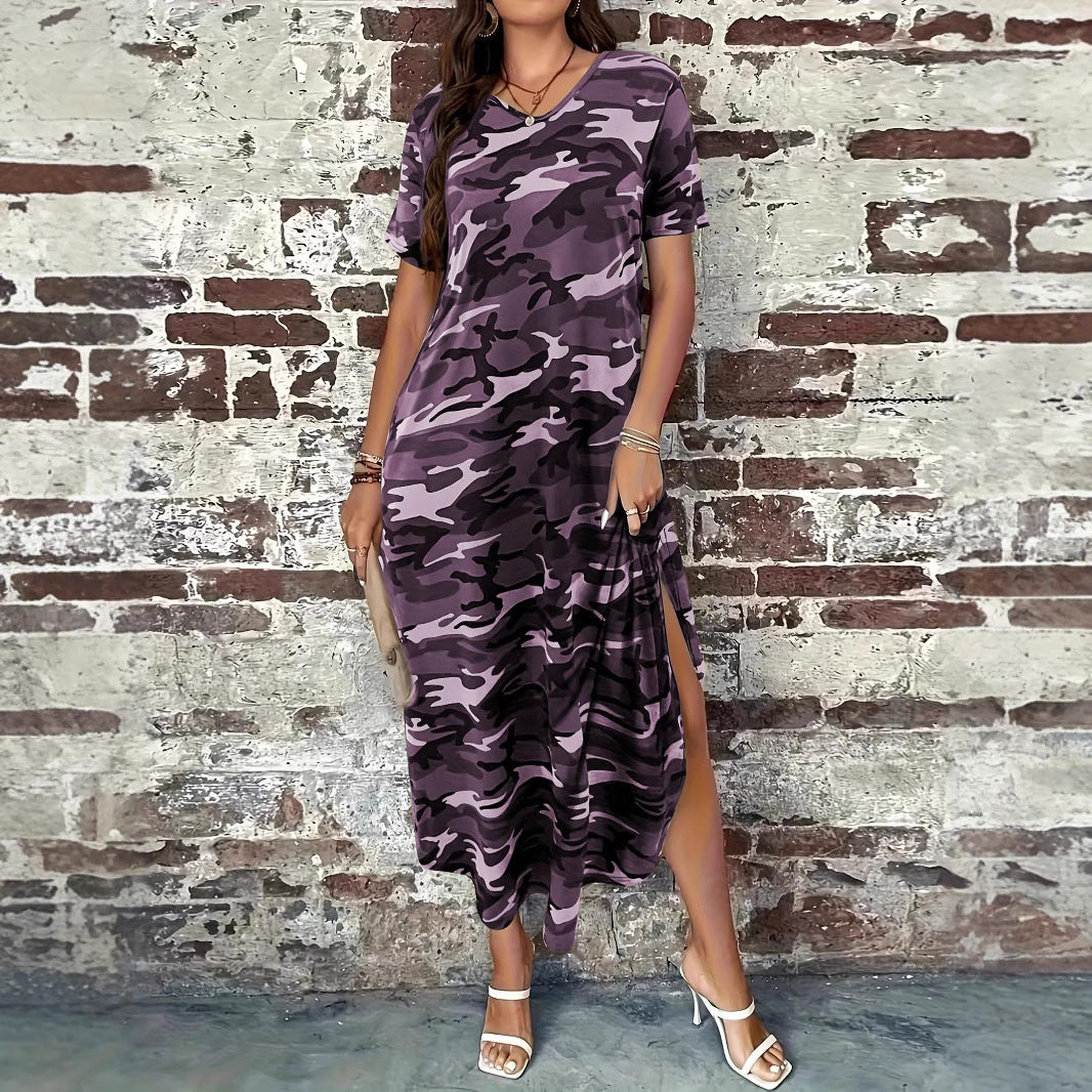 Robe maxi pour femmes avec un design camouflage moderne et des poches pratiques Chic und Stil