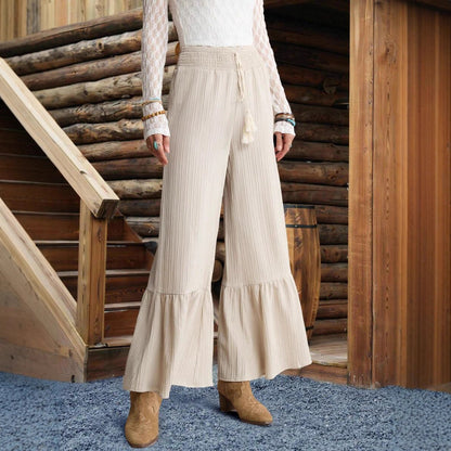Casual Palazzo Pants for Women with Elastic Waist and Trendy Ties Chic and Style