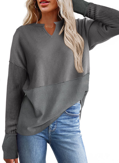 Pull-over en maille décontracté pour femmes avec décolleté en V et texture Chic und Stil