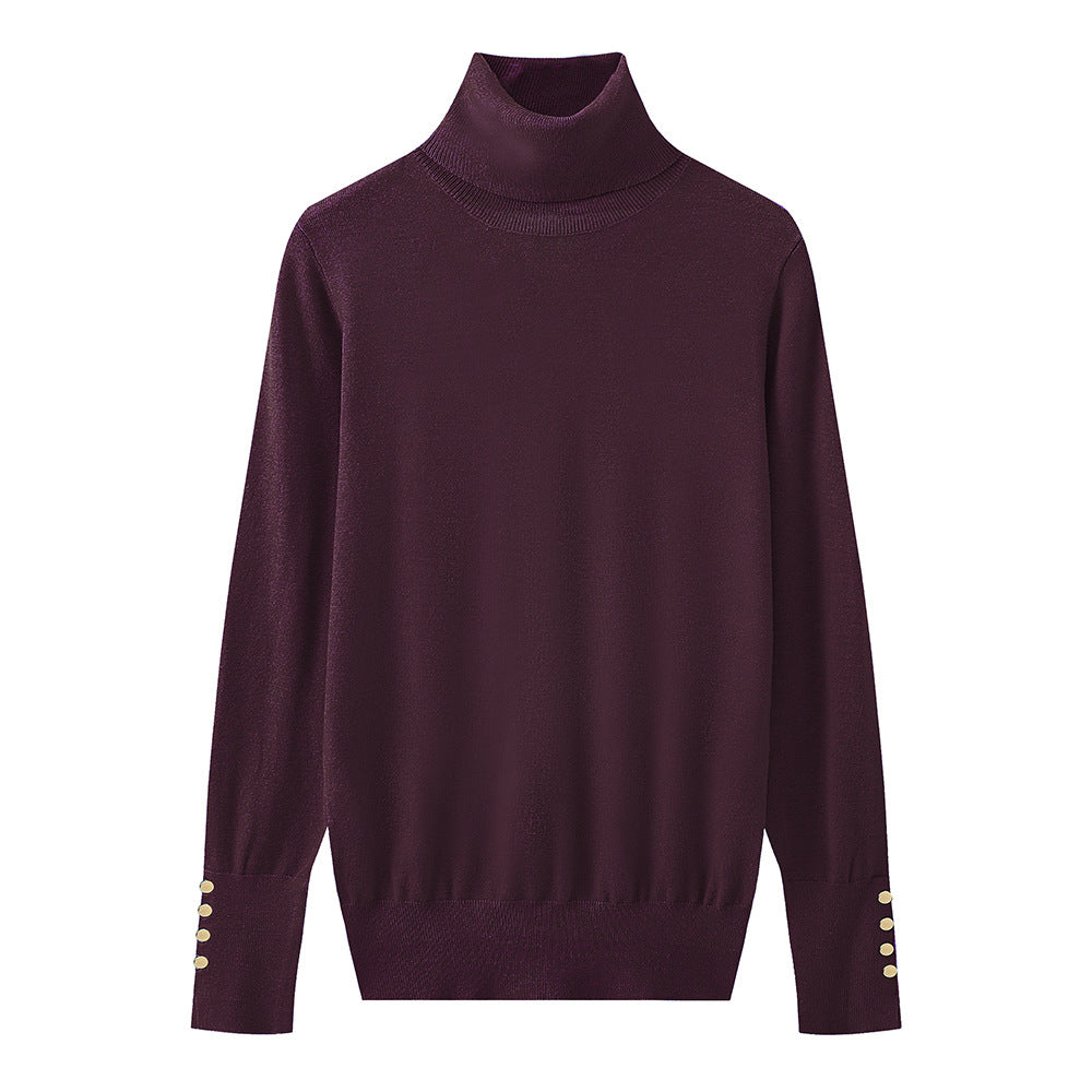 Pull à col roulé pour dames avec des détails de boutons élégants Chic und Stil