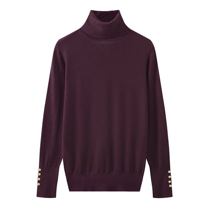 Pull à col roulé pour dames avec des détails de boutons élégants Chic und Stil