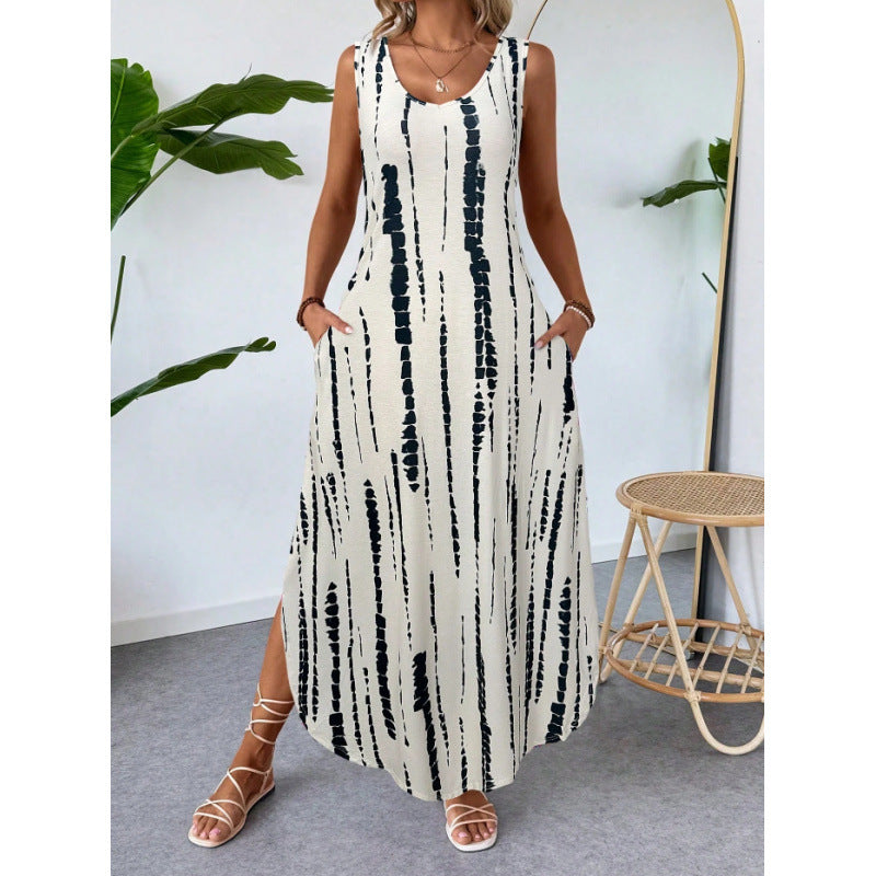 Robe maxi pour femme colorée avec poches latérales Chic und Stil