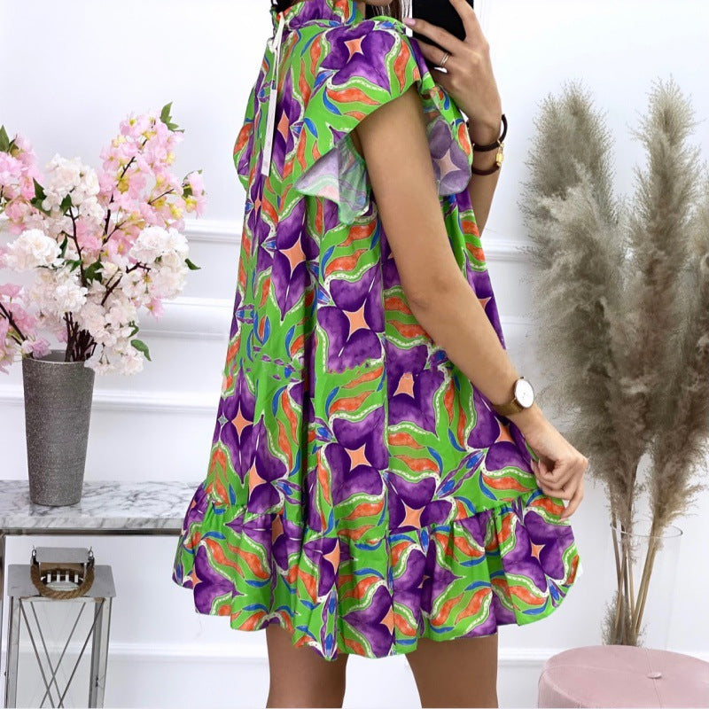 Robe mini à ligne A fluide pour femmes avec manches à volants Chic und Stil