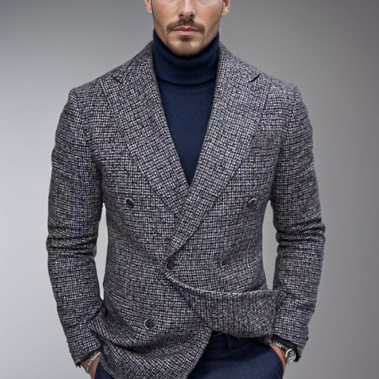 Blazer élégant à carreaux pour hommes avec double boutonnage Chic und Stil