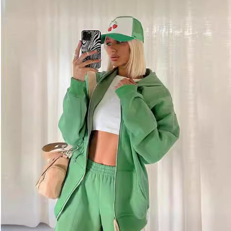 Ladies casual zip-hoodie and sporty leisure pants Chic and Style