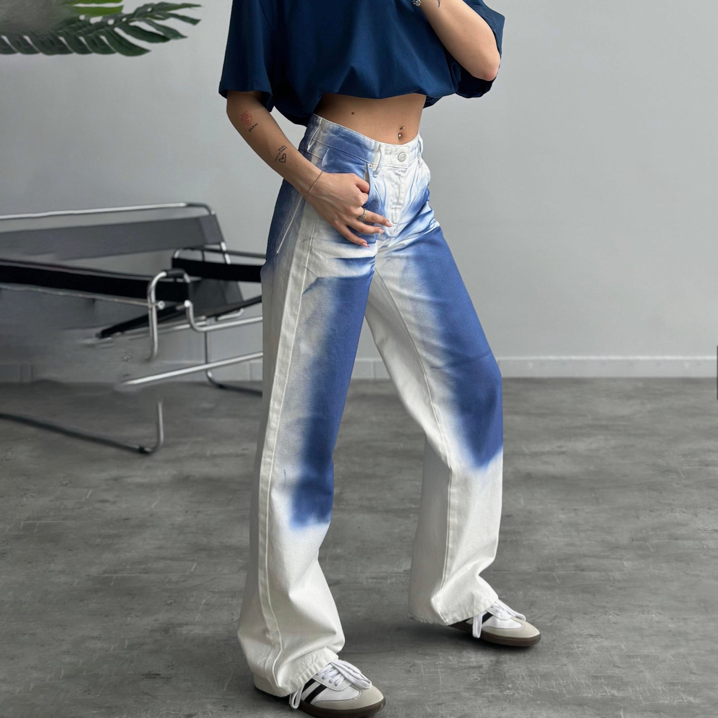 Baggy jeans for ladies with a unique batik design Chic and Style