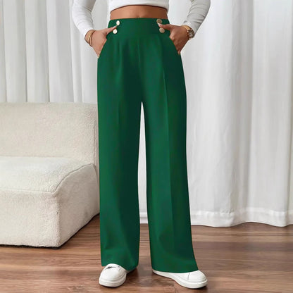 High-waisted wide-leg pants for women with stylish button details Chic und Stil
