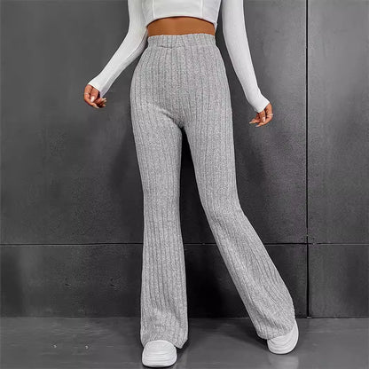 Chic and Stylish Women's Flared Ribbed Knit Pants