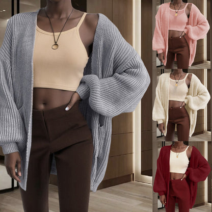 Dames Grande veste en tricot avec des manches volumineuses et des poches pratiques Chic und Stil