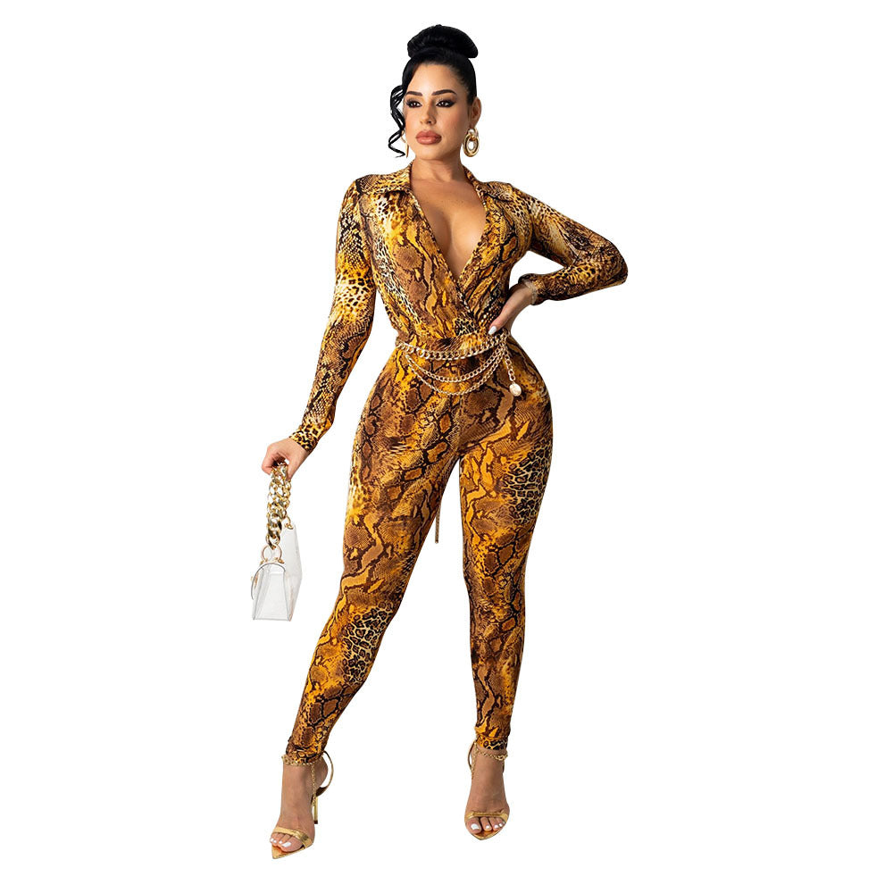 Dames Bodysuit à motif animal exotique Chic und Stil