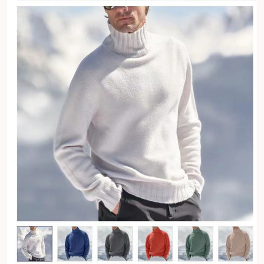 Pull à col roulé pour hommes en laine de haute qualité avec des détails texturés Chic und Stil