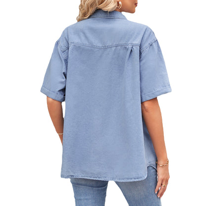 Women's Casual Denim Jacket with Practical Pockets Chic und Stil