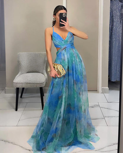 Robe de soirée en chiffon floral pour femmes Chic und Stil