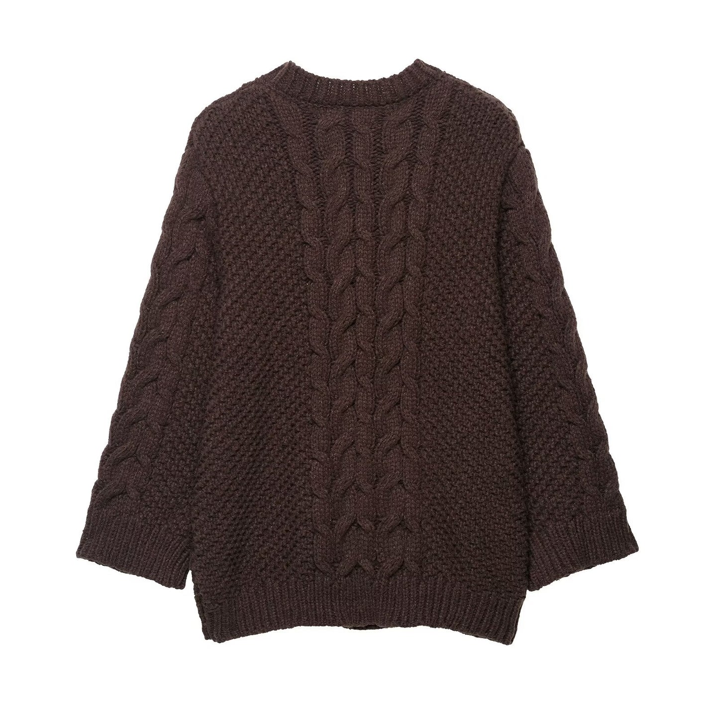 Pull en grosse maille pour femmes avec col rond et coupe décontractée Chic und Stil