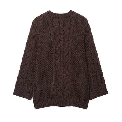 Pull en grosse maille pour femmes avec col rond et coupe décontractée Chic und Stil