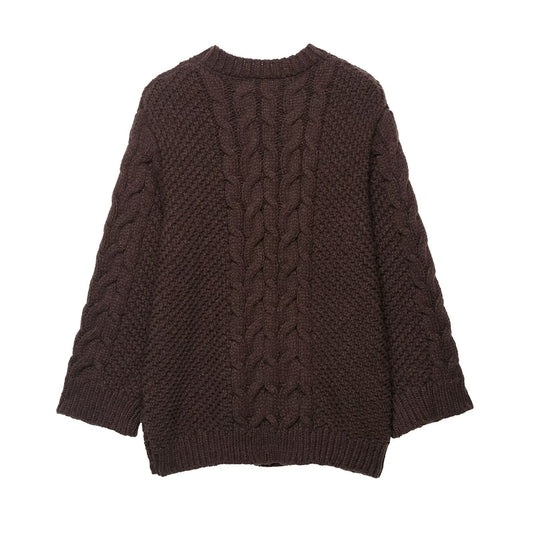 Pull en grosse maille pour femmes avec col rond et coupe décontractée Chic und Stil