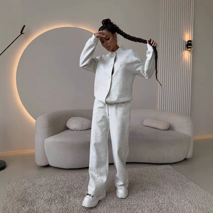 Dames Ensemble de loisirs élégant et confortable avec fermeture à bouton à la mode Chic und Stil