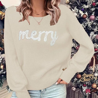 Dames pull confortable avec impression festive Chic und Stil