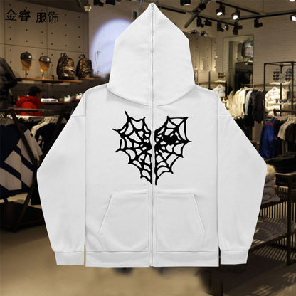Dame Hoodie avec un design de toile d'araignée saisissant Chic und Stil