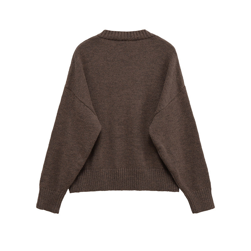 Pull en tricot confortable pour femmes avec décolleté en V et coupe généreuse Chic und Stil
