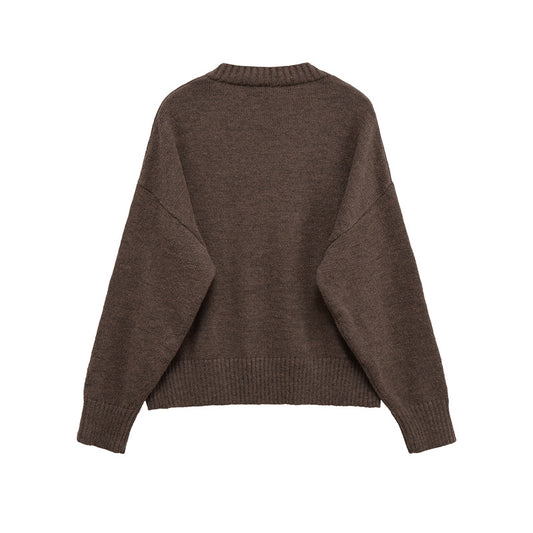 Pull en tricot confortable pour femmes avec décolleté en V et coupe généreuse Chic und Stil