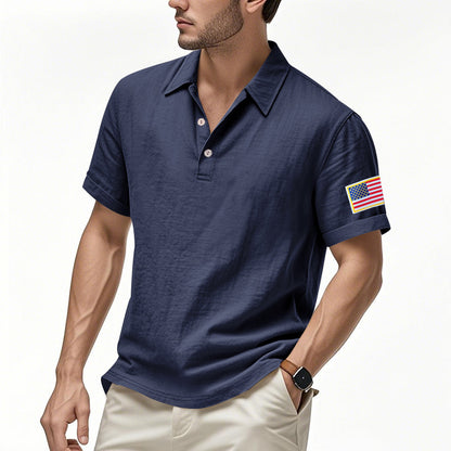 Polo sportif pour hommes avec motif de drapeau américain et technologie de régulation de l'humidité Chic und Stil