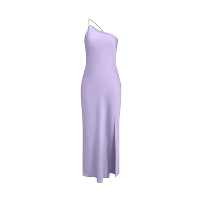 Robe maxi pour dames avec décolleté asymétrique et fente haute Chic und Stil