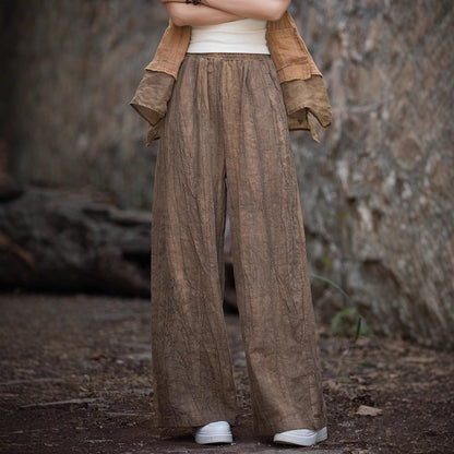 Loose linen pants for women with textured finish Chic und Stil