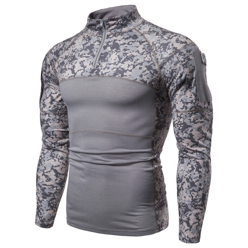 Functional T-shirt for men with high collar and innovative camouflage design Chic and Style