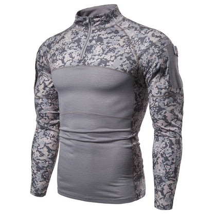 Functional T-shirt for men with high collar and innovative camouflage design Chic and Style