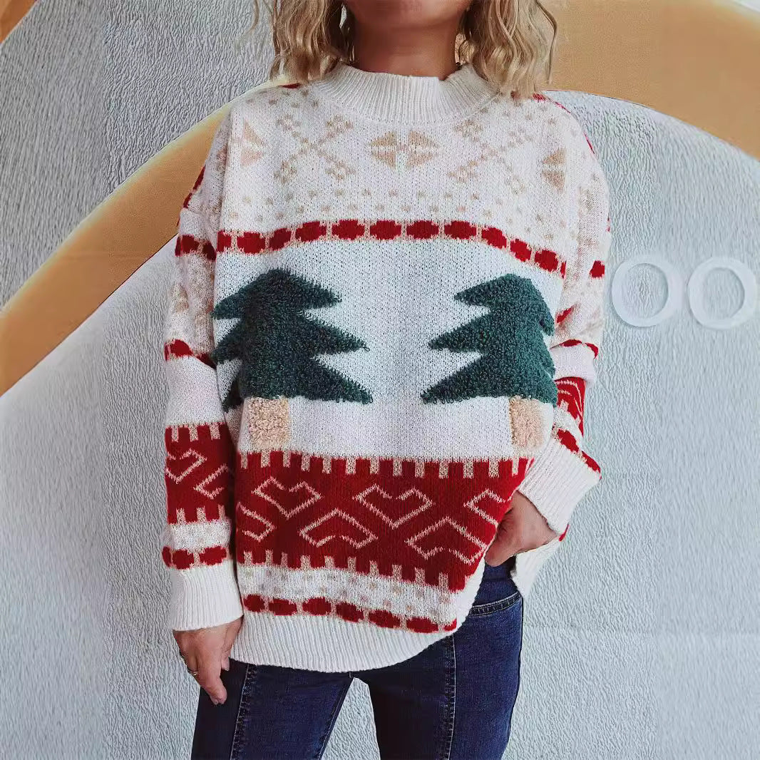 pull-over en maille festive pour femmes avec motif de Noël et matériau doux Chic und Stil