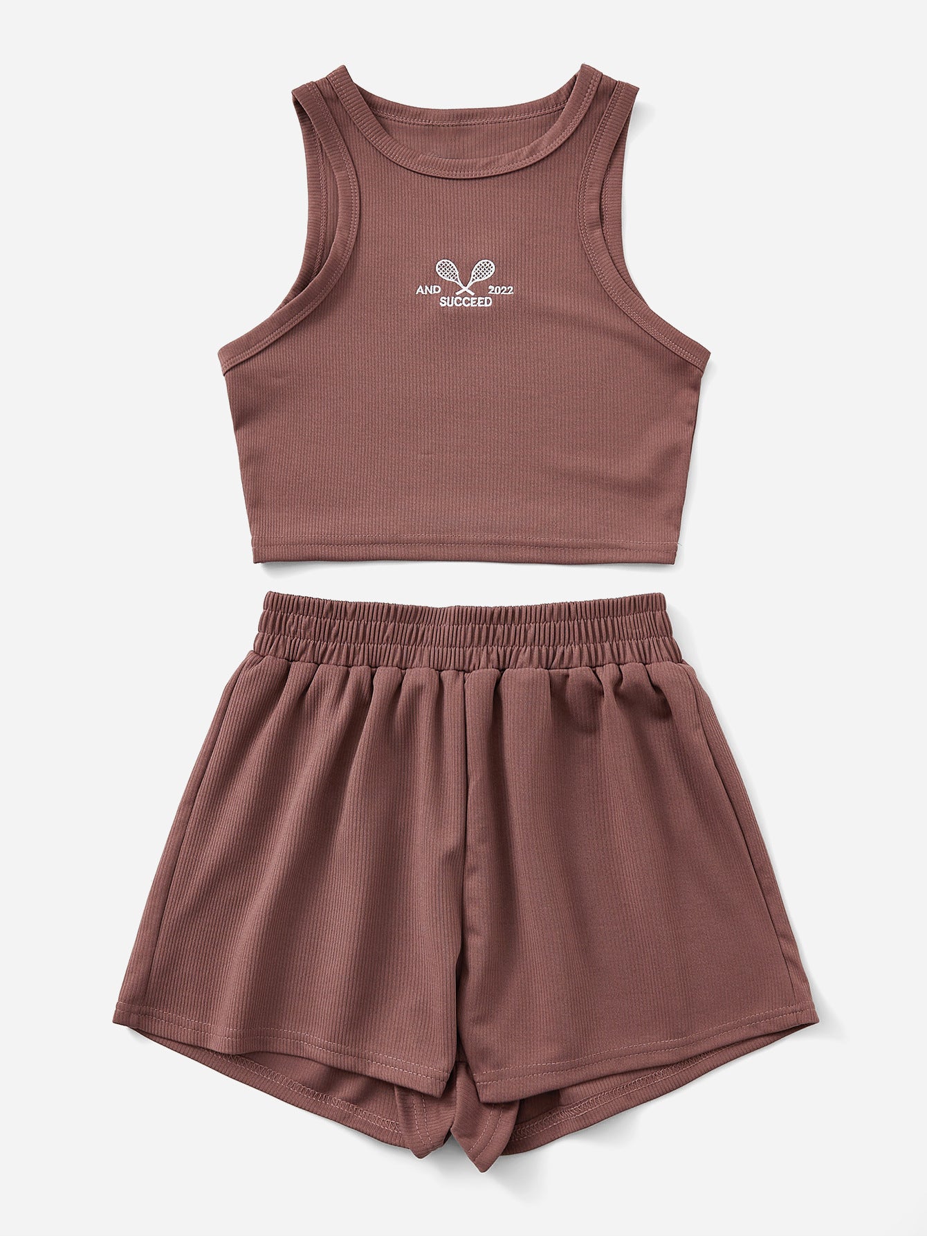 Femme Ensemble de Crop Top et Shorts Sportifs Chic und Stil