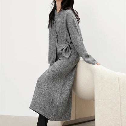 Robe en tricot pour femmes avec patte de boutonnage décontractée Chic und Stil