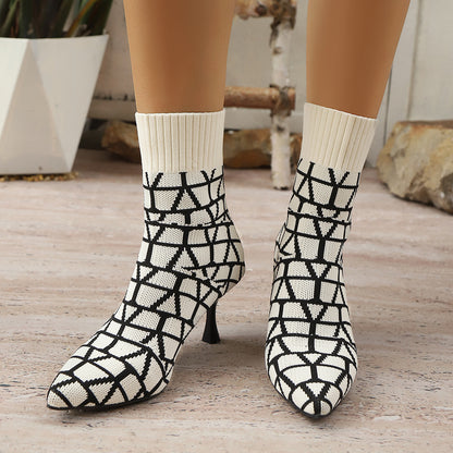 Bottes pour dames en limitiée avec des chaussures à chaussettes et un talon élégant Chic und Stil