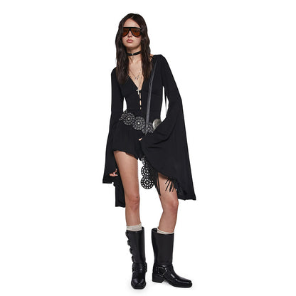 Dames Combinaison Bodycon à Manches Évasées Chic und Stil