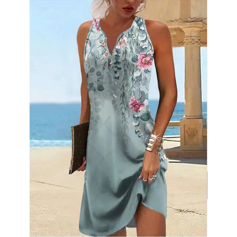 Robe d'été élégante pour femmes avec décolleté en V profond et motif séduisant Chic und Stil