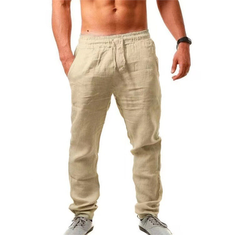 Casual linen pants for men with elastic waistband and adjustable drawstring Chic and Style