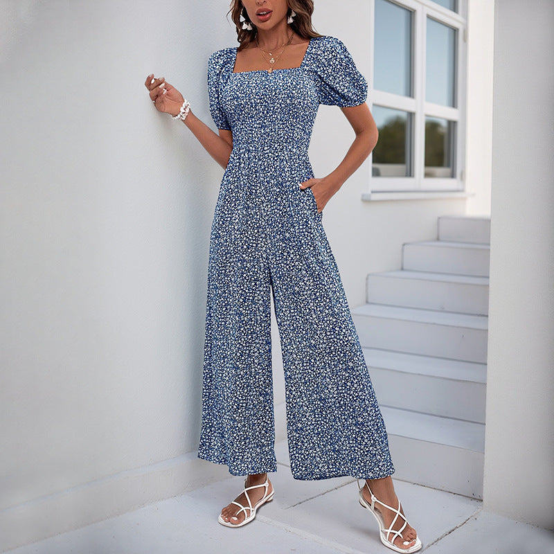 Dames Élégant Imprimé Floral Combinaison Chic und Stil