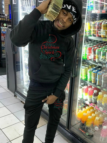 Women's hoodie and jogger pants set with festive graphic design Chic und Stil