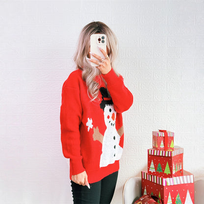 Pull de Noël pour femmes avec motif festif de bonhomme de neige Chic und Stil