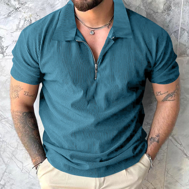 T-shirt polo pour hommes avec fermeture éclair moderne et design structuré Chic und Stil