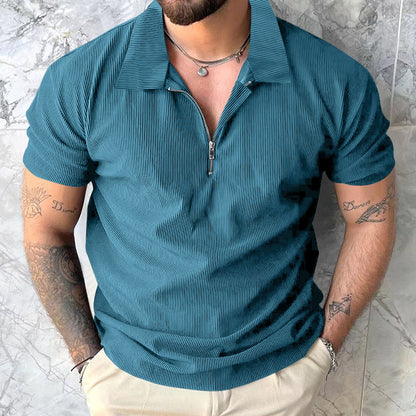 T-shirt polo pour hommes avec fermeture éclair moderne et design structuré Chic und Stil
