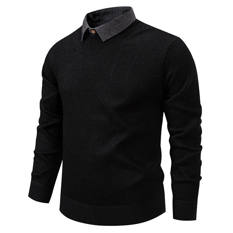 Pull en maille fine pour homme avec design de col moderne Chic und Stil