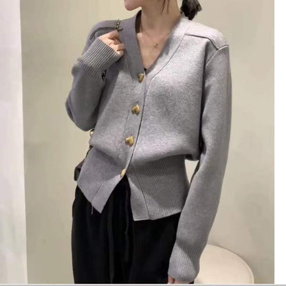 Dames Élégant Gilet en tricot avec détails de boutons décoratifs et décolleté en V Chic und Stil