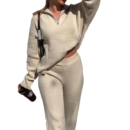 Dames ensemble confortable de pull en tricot et pantalon Chic und Stil