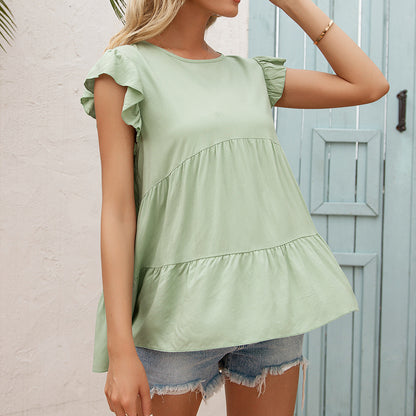 Fluid t-shirt for women with ruffle details and flared hem Chic and Style
