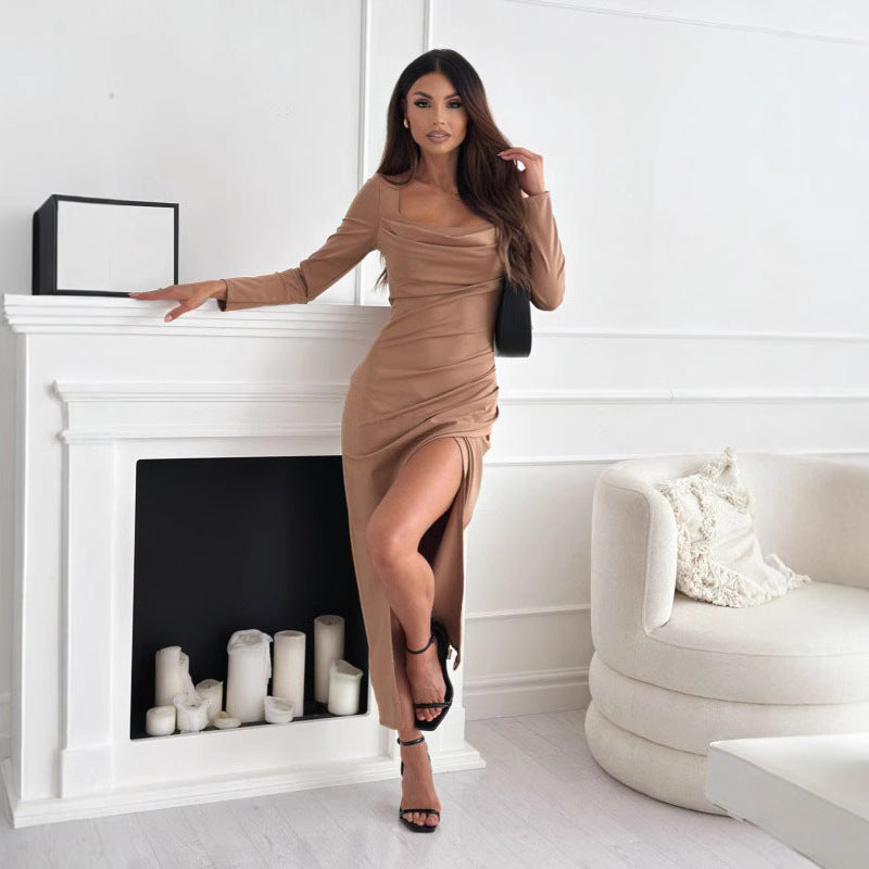 Femmes Robe Élégante avec Fente Latérale Chic und Stil